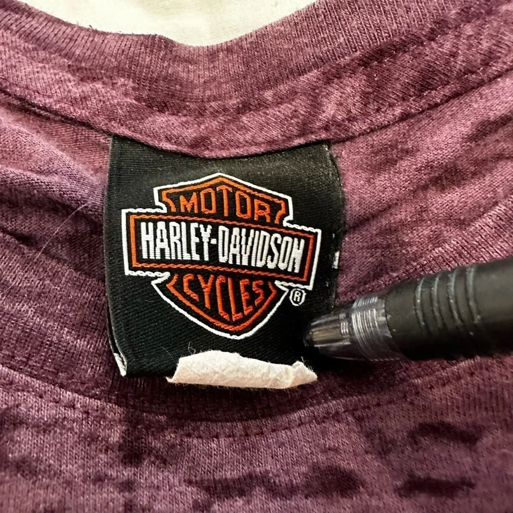 Women’s Harley Davidson Sz:S Heather Purple Lake Placid Babydoll Graphic Tee.